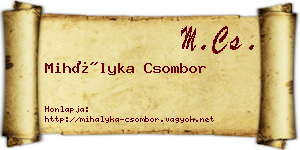 Mihályka Csombor névjegykártya